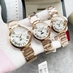 Replica Cartier Ballon Bleu De Rose Gold Moonphase White Face Roman Dial 